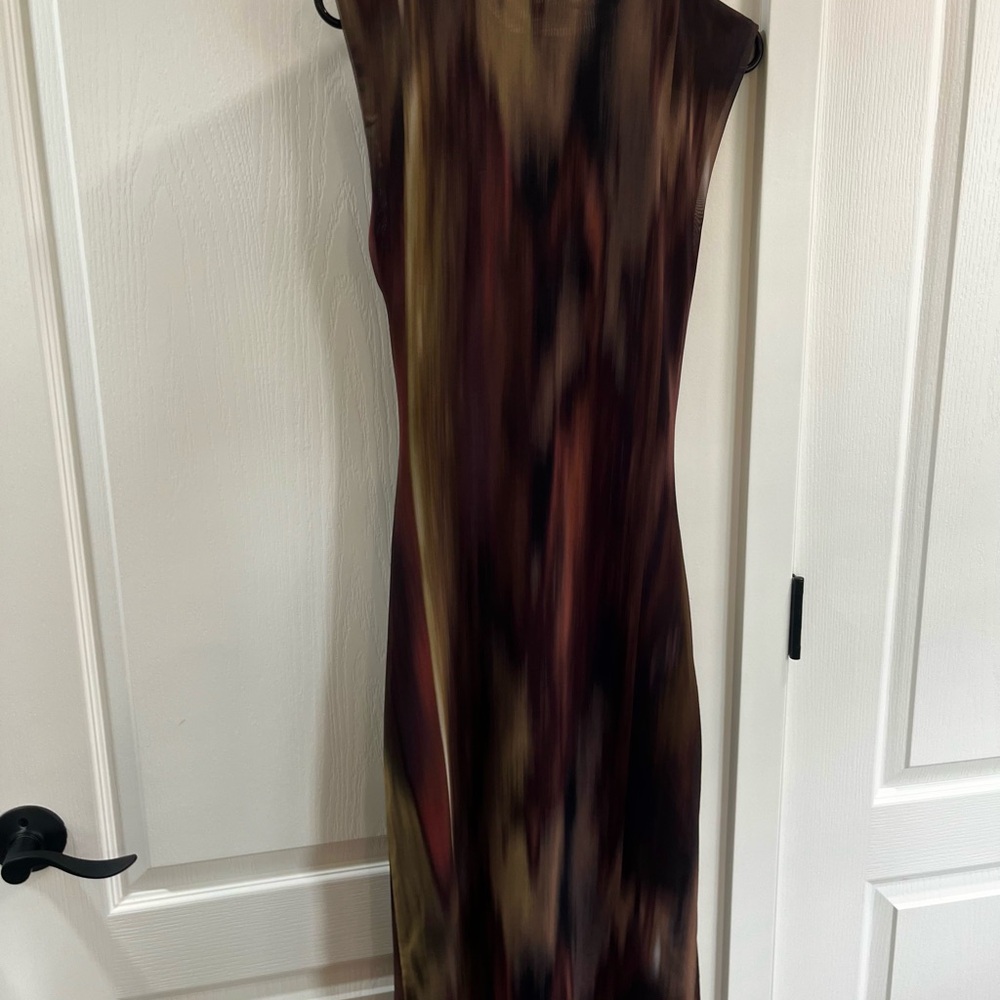 Zara Maroon & Olive Midi Dress - Picture 7 of 8